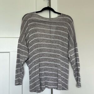 Grey & White Stripped Sweater with Open Back